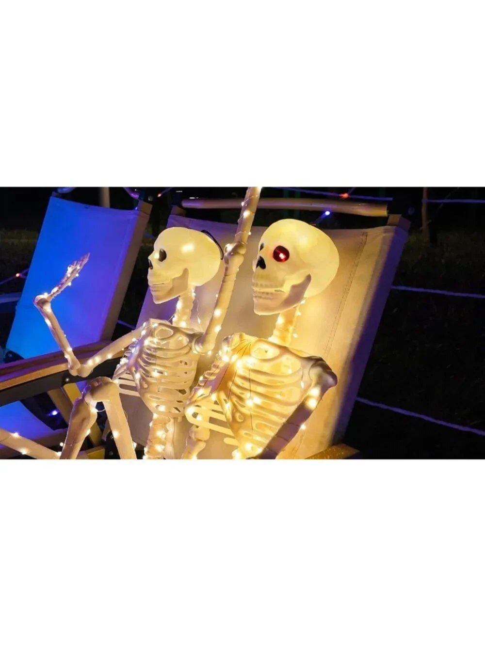 Lighted Skeletons 3FT - 2 Pack Halloween Decor, Realistic Skulls & 350pcs Lights